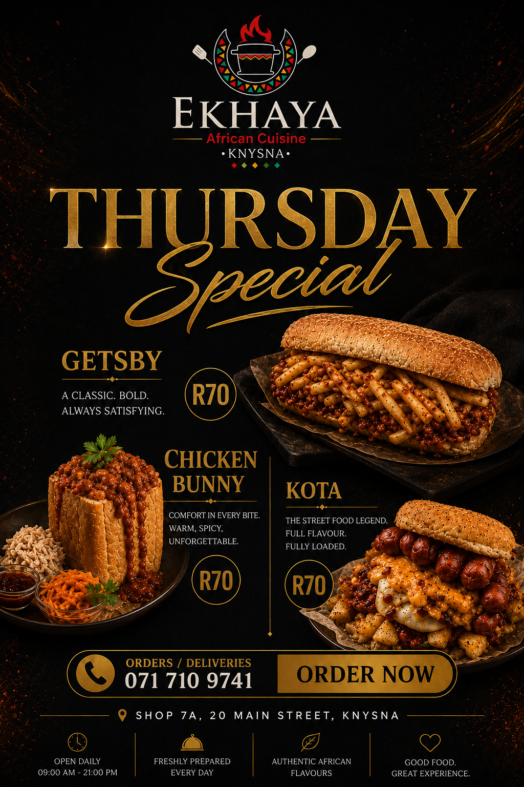 Thursday Special poster at Ekhaya African Cuisine