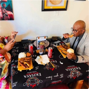 Guest enjoying a plated meal at Ekhaya
